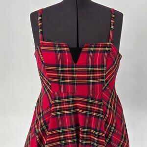 616-12 Torrid Betsey Johnson Babydoll Dress Red Plaid Tulle Petticoat size 10